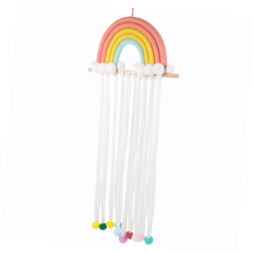 Rainbow Wall-Mounted Hair Clip Holder for Girls, Wood and Cotton