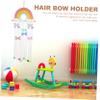 Rainbow Wall-Mounted Hair Clip Holder for Girls, Wood and Cotton view 2