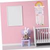 Rainbow Wall-Mounted Hair Clip Holder for Girls, Wood and Cotton view 4