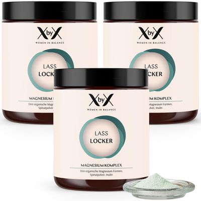 XbyX Lass Locker 3-Pack 360 g | 180 Servings | Magnesium Powder for Energy, Muscles & Bones | Triple Magnesium Complex—Glycinate, Malate, Citrate | No Sweeteners | Made in Germany