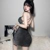 cxbyjyg Sexy Waist-Baring Backless Hip Skirt Shiny Nightclub Uniform Set view 4