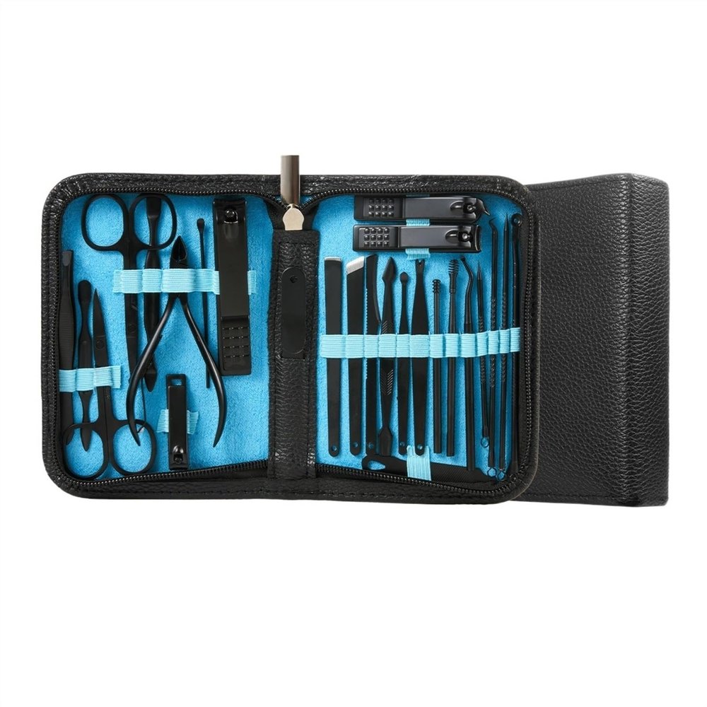FUHAI-666 26-Piece Stainless Steel Manicure Set, Blue