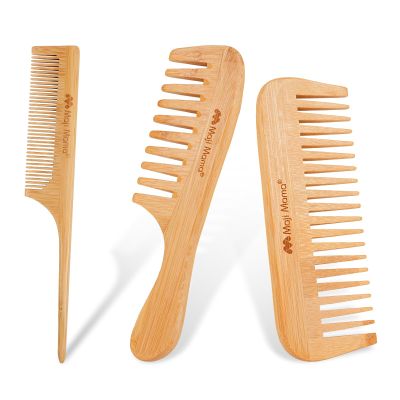Maji Mama Natural Bamboo Hair Pick and Rat-Tail Comb Set