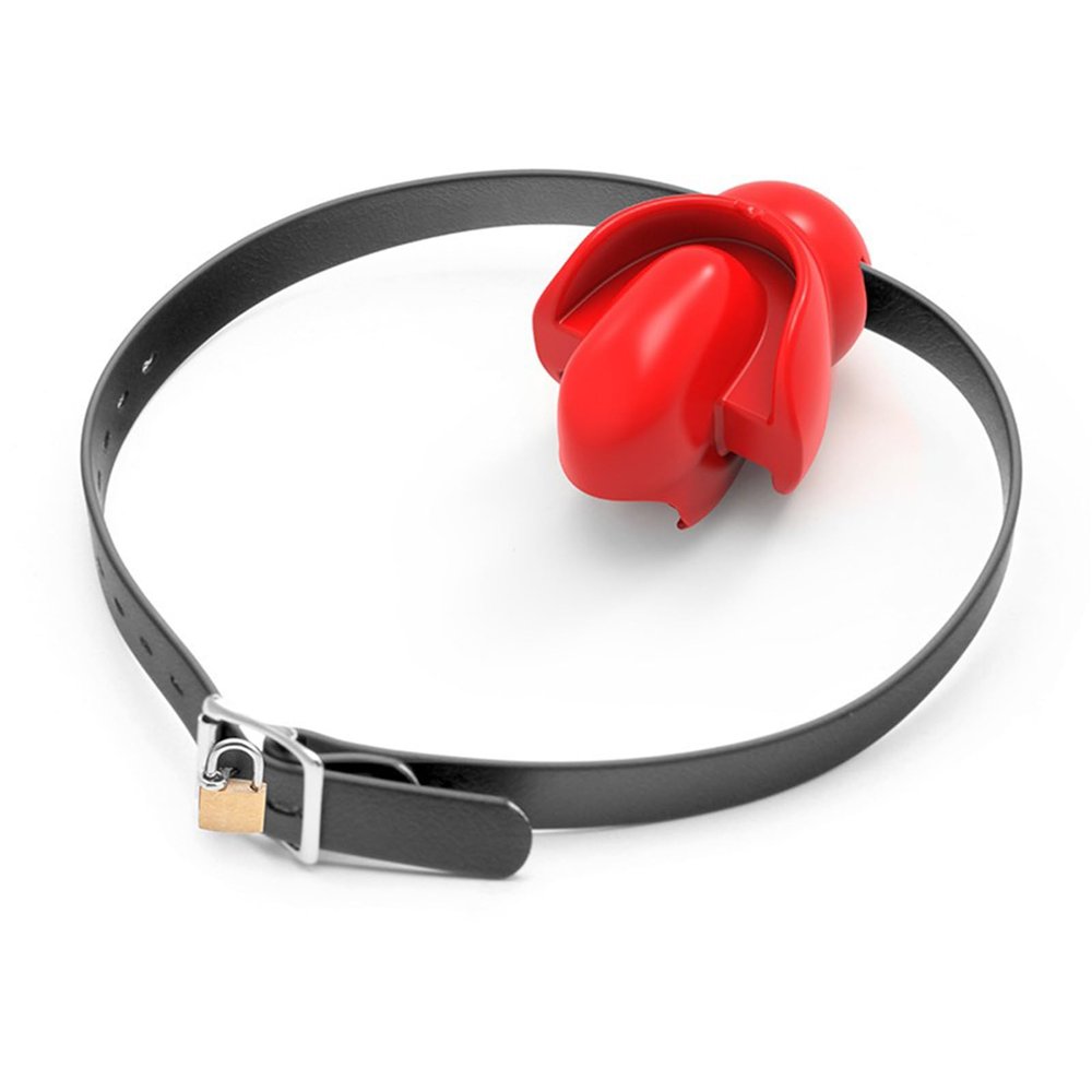 QgLust Adjustable Silicone Gag Ball with Lock, Red
