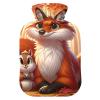 Hot Water Bottle with Fox and Squirrel Design, Soft Cover, for Neck, Shoulders and Menstrual Cramps, 2 L view 1