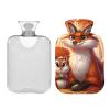 Hot Water Bottle with Fox and Squirrel Design, Soft Cover, for Neck, Shoulders and Menstrual Cramps, 2 L view 2