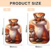Hot Water Bottle with Fox and Squirrel Design, Soft Cover, for Neck, Shoulders and Menstrual Cramps, 2 L view 3