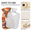 Hot Water Bottle with Fox and Squirrel Design, Soft Cover, for Neck, Shoulders and Menstrual Cramps, 2 L view 4