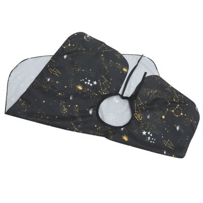 HONMEET Children's Haircut Cape, Black Polyester Pongee with Pattern