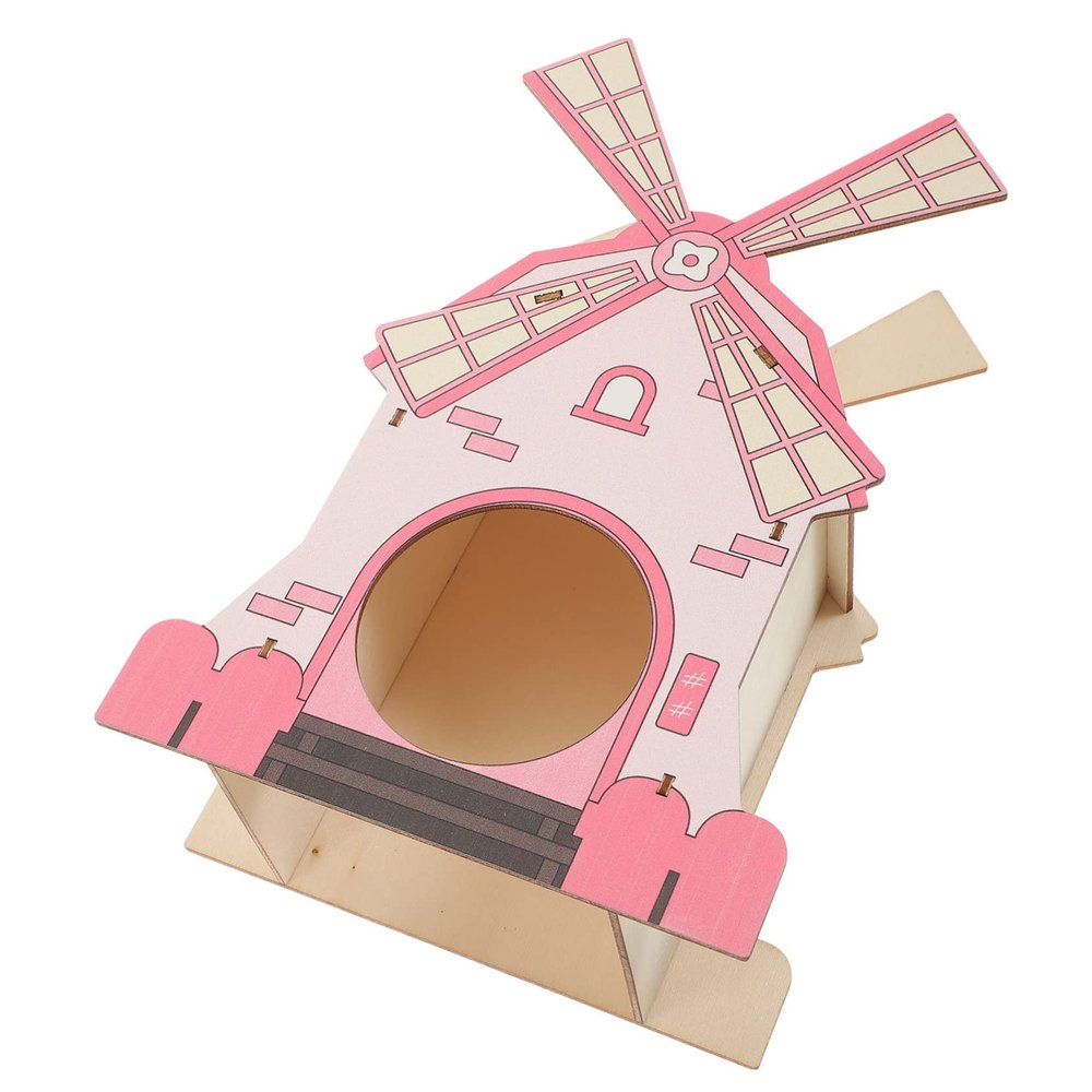 Hohopeti Wooden Hamster House with Windmill Design
