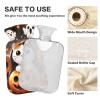 Hot Water Bottle with Cute Cat Design, Soft Cover, 2 L, Black view 4