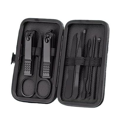 Black Nail Clipper Manicure Set with Case and Pedicure Tools