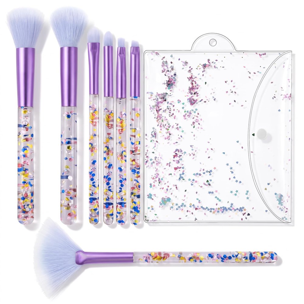 AOZUO 7-Piece Crystal Sparkle Makeup Brush Set