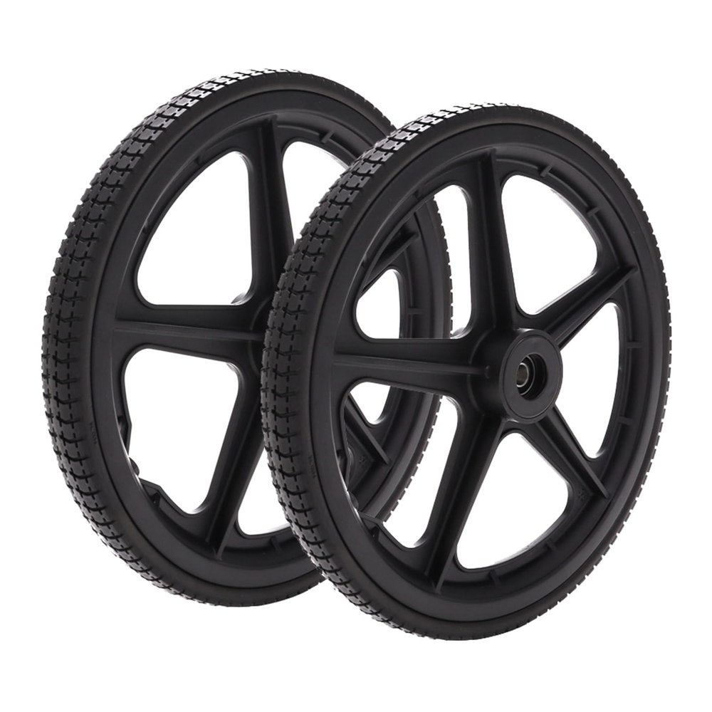 1 Pair 35 cm Solid Rubber Rear Wheels for Wheelchairs and Walkers