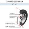1 Pair 35 cm Solid Rubber Rear Wheels for Wheelchairs and Walkers view 3