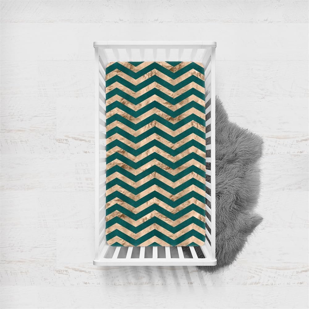 Odot Fitted Sheet for Baby Crib and Stroller Mattress, Soft Baby Bed Sheet with All-Around Elastic (120 x 60 cm, Wave Pattern 5)