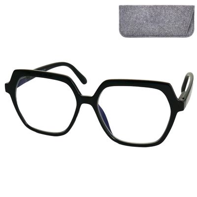 Mini Reading Glasses with Felt Case, Hexagonal Oversize, Black, +1.0