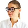Mini Reading Glasses with Felt Case, Hexagonal Oversize, Black, +1.0 view 2