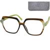 Mini Hexagonal Oversize Reading Glasses with Felt Case, Green, +1.5 view 1