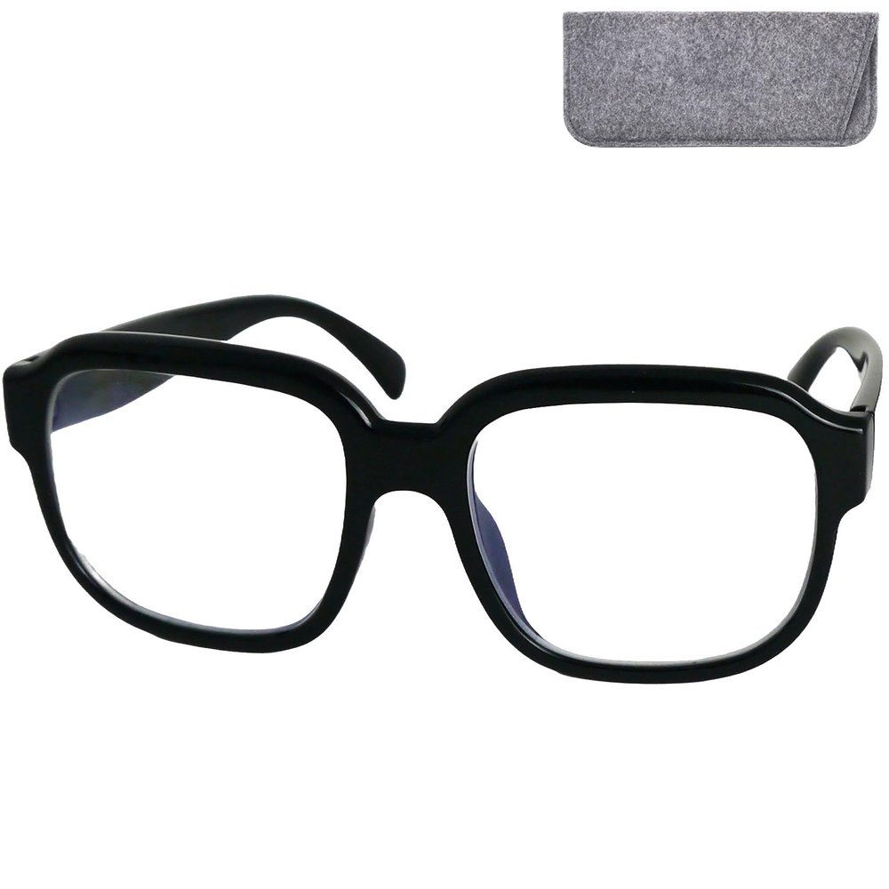 XL Oversize Reading Glasses with Felt Case, Black, +2.5 Diopters