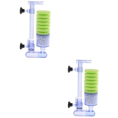 BESPORTBLE 2-Piece Air-Driven Biochemical Double Sponge Wall-Mounted Filter for Aquariums
