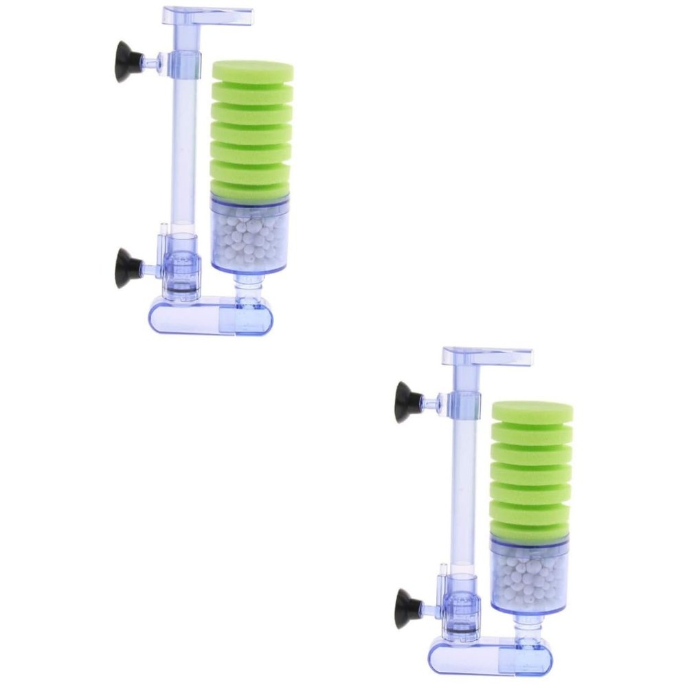BESPORTBLE 2-Piece Air-Driven Biochemical Double Sponge Wall-Mounted Filter for Aquariums