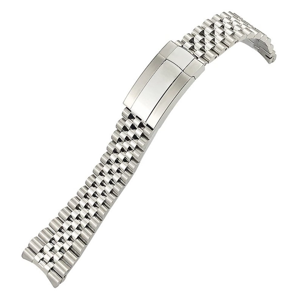 QTYQWC 21 mm 904L Solid Stainless Steel Watch Band Compatible with 41 mm Oyster Perpetual Datejust, Silver