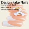 Modern Square Press-On Nails with Rhinestones and 3D Floral Details view 2