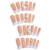 Modern Square Press-On Nails with Rhinestones and 3D Floral Details view 3
