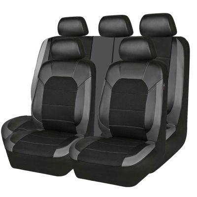 9-Piece Gray PU Leather Seat Covers for Honda CR-V 2018–2024