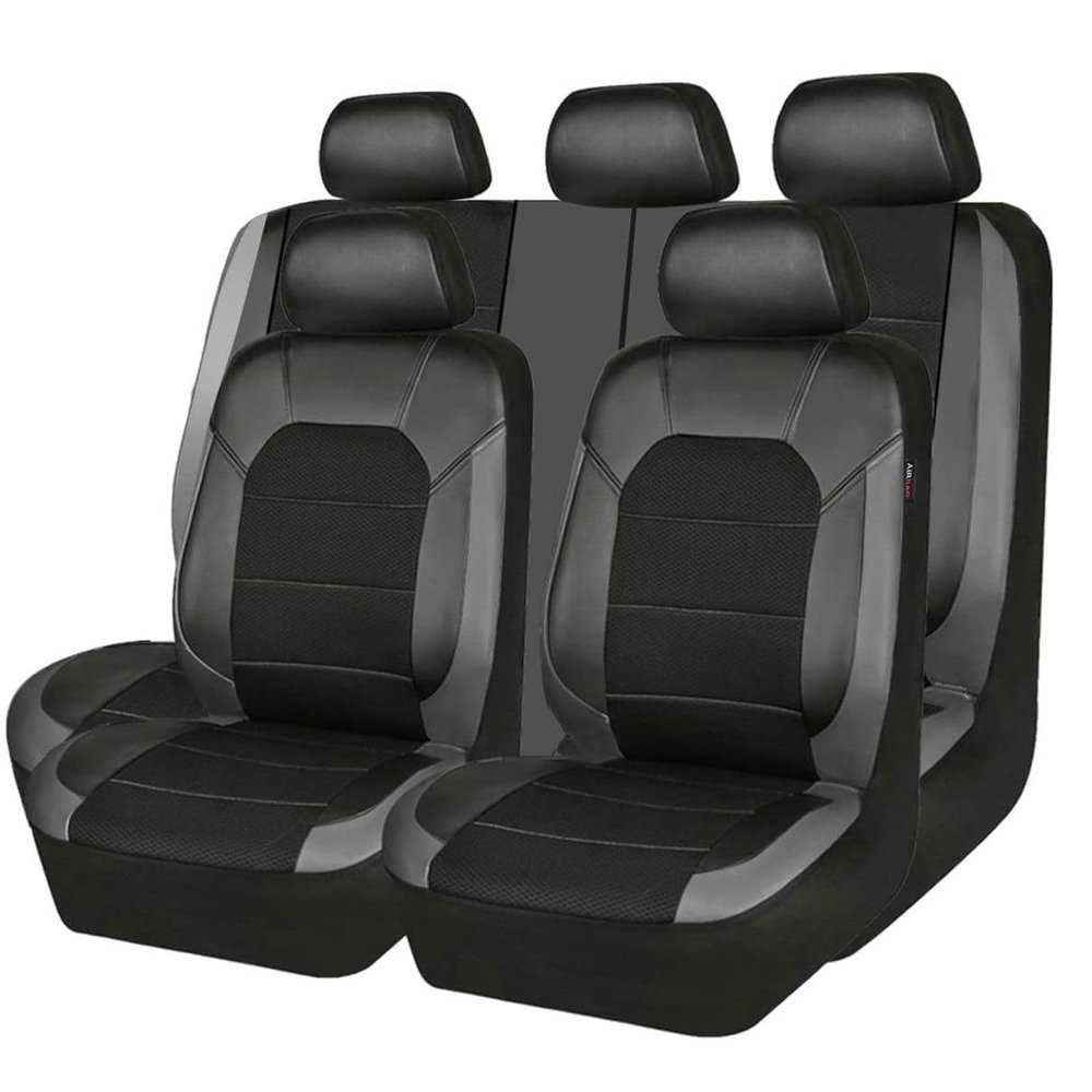 9-Piece Gray PU Leather Seat Covers for Honda CR-V 2018–2024