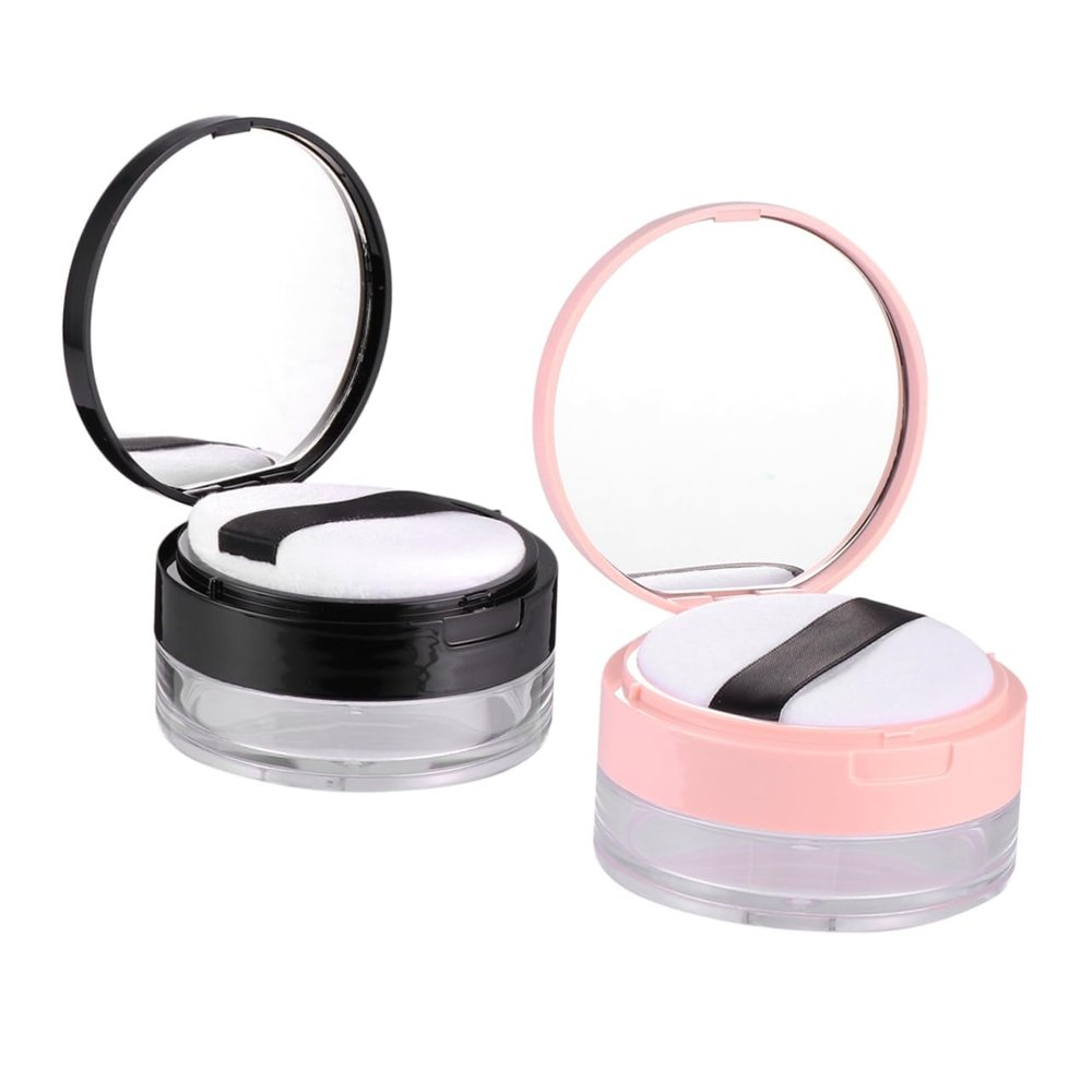 2-Pack 20 g Travel Powder Containers with Mirror and Puff