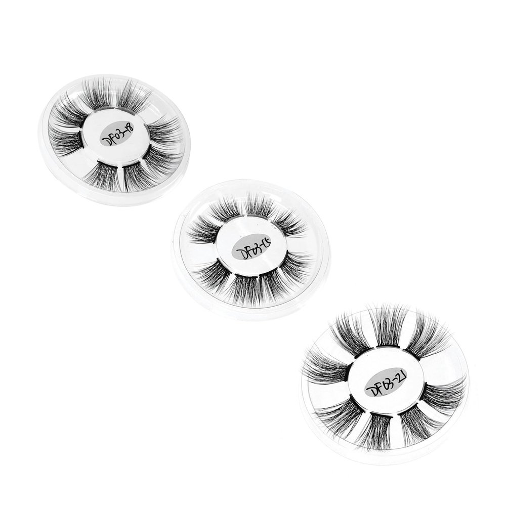 Segmented Synthetic Fiber False Eyelashes, Naturally Curled, Black