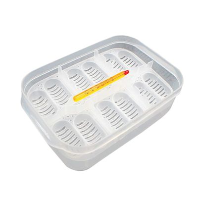WOONEKY Reptile Breeding and Hatching Monitoring Incubator, 12 Compartments, Transparent Plastic with Integrated Thermometer, Easy to Use, Random Color