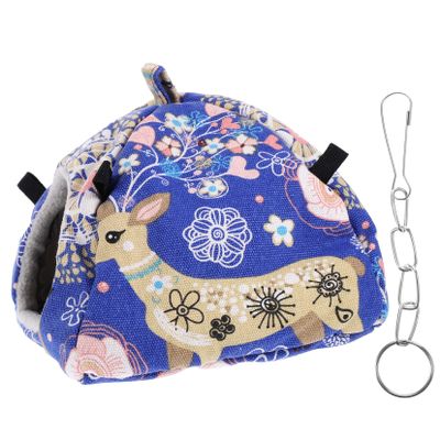 WOONEKY Warm Cotton Hamster Hut, Breathable Hanging Cage Bed for Rats and Ferrets, Blue