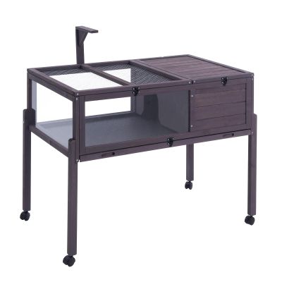 VEVOR Wooden Tortoise Enclosure, Indoor/Outdoor Terrarium with Light Stand and Wheels, 965 x 610 x 825 mm