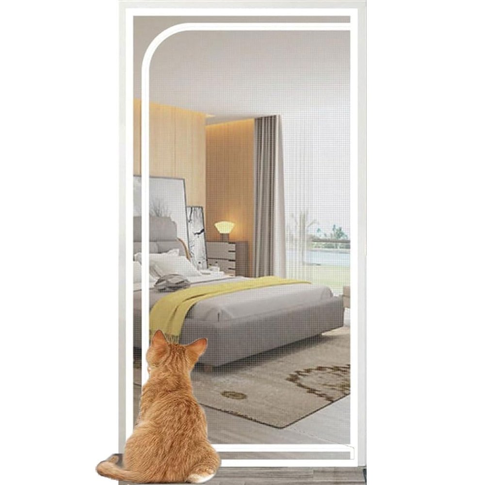 Reinforced Pet Screen Door, 90 x 200 cm, Durable, Pet-Safe, with Two-Way Zipper