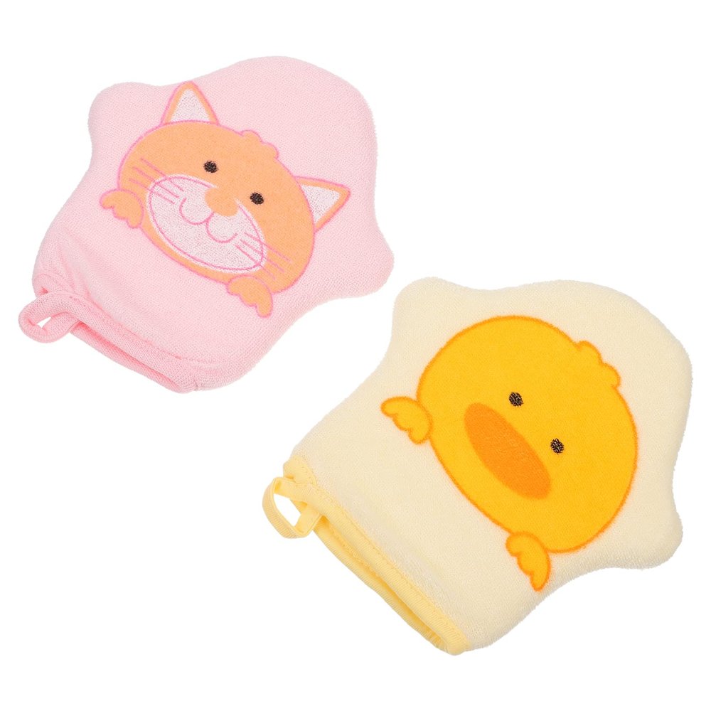 2-Piece Cotton Star-Shaped Baby Bath Sponge Set with Small Rings