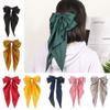 Women's Satin Bow Hair Clip, Large Bow, Green view 4