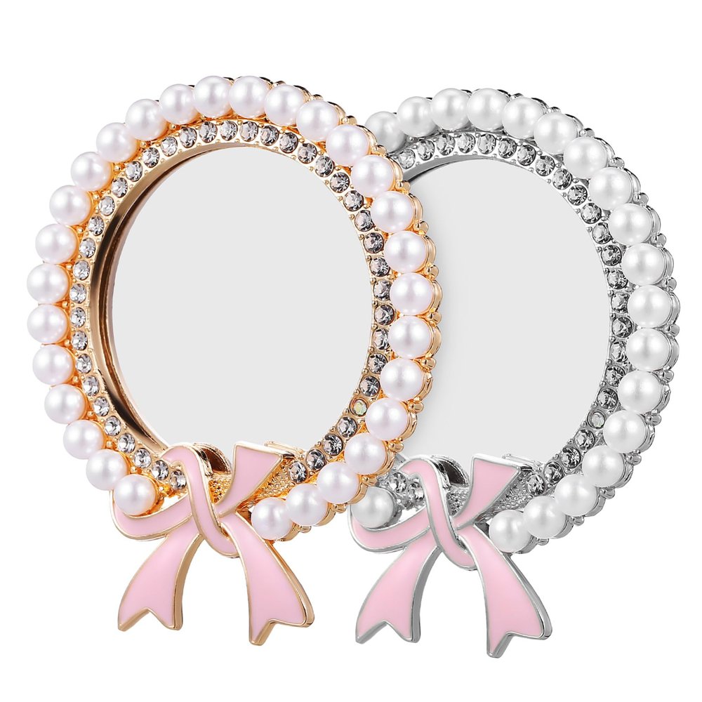 LALADEFIEE 2-Pack Small Round Metal Mirrors, Compact and Portable for DIY Phone Cases and Crafts