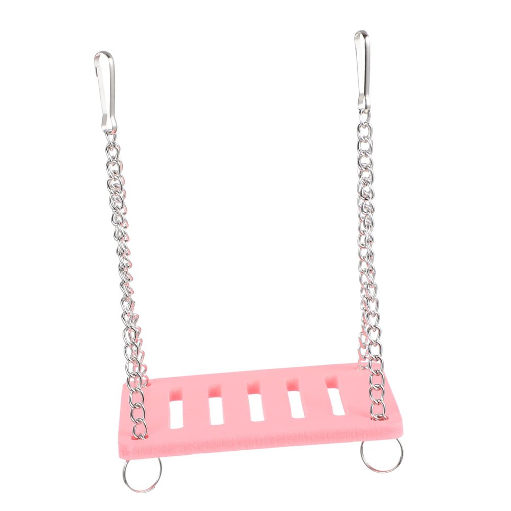 SEWOART Hamster Bridge and Metal Pet Swing, Sturdy Pink Toy for Dwarf Hamsters