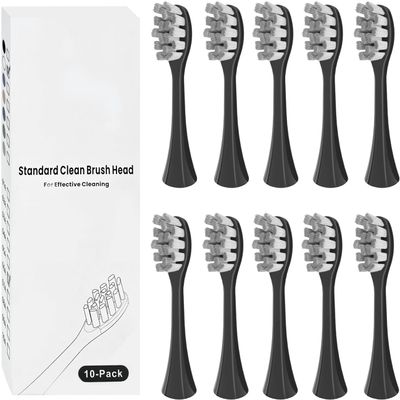 10 Replacement Brush Heads Compatible with Zahnheld Electric Toothbrushes, Black