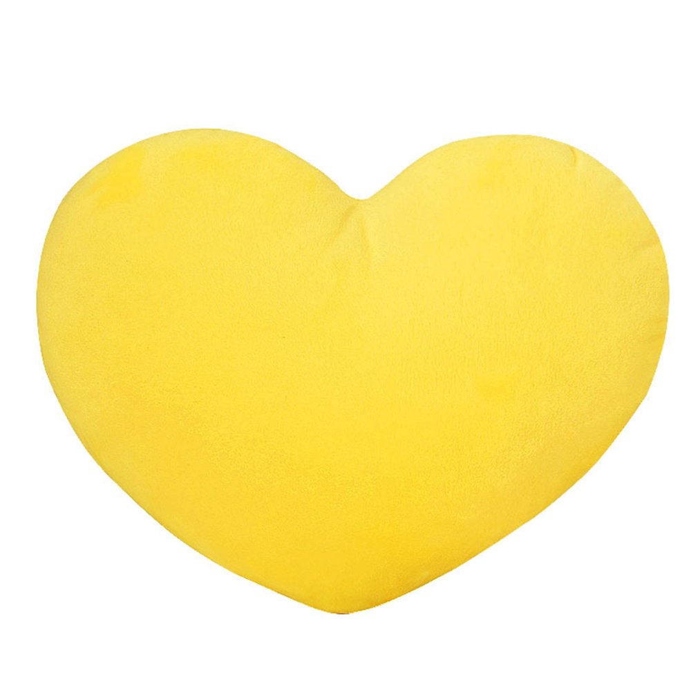 Heart-Shaped Plush Pillow for Kids' Room, Yellow, 40 cm