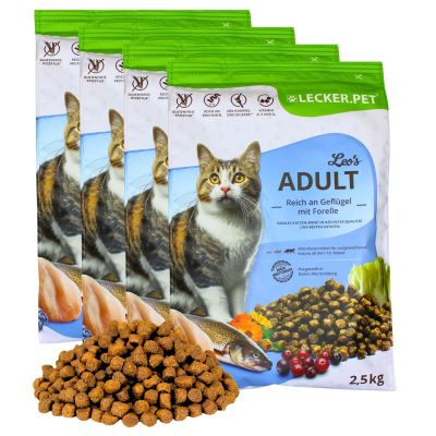 Lecker.Pet 10 kg Leo's Adult Poultry & Trout Cat Dry Food