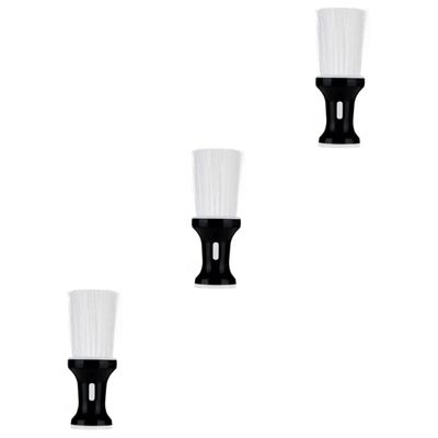 Mikinona 3-Piece Neck Brush Set for Hairdressers, Soft Barber Brushes for Removing Hair, Black Flat Design