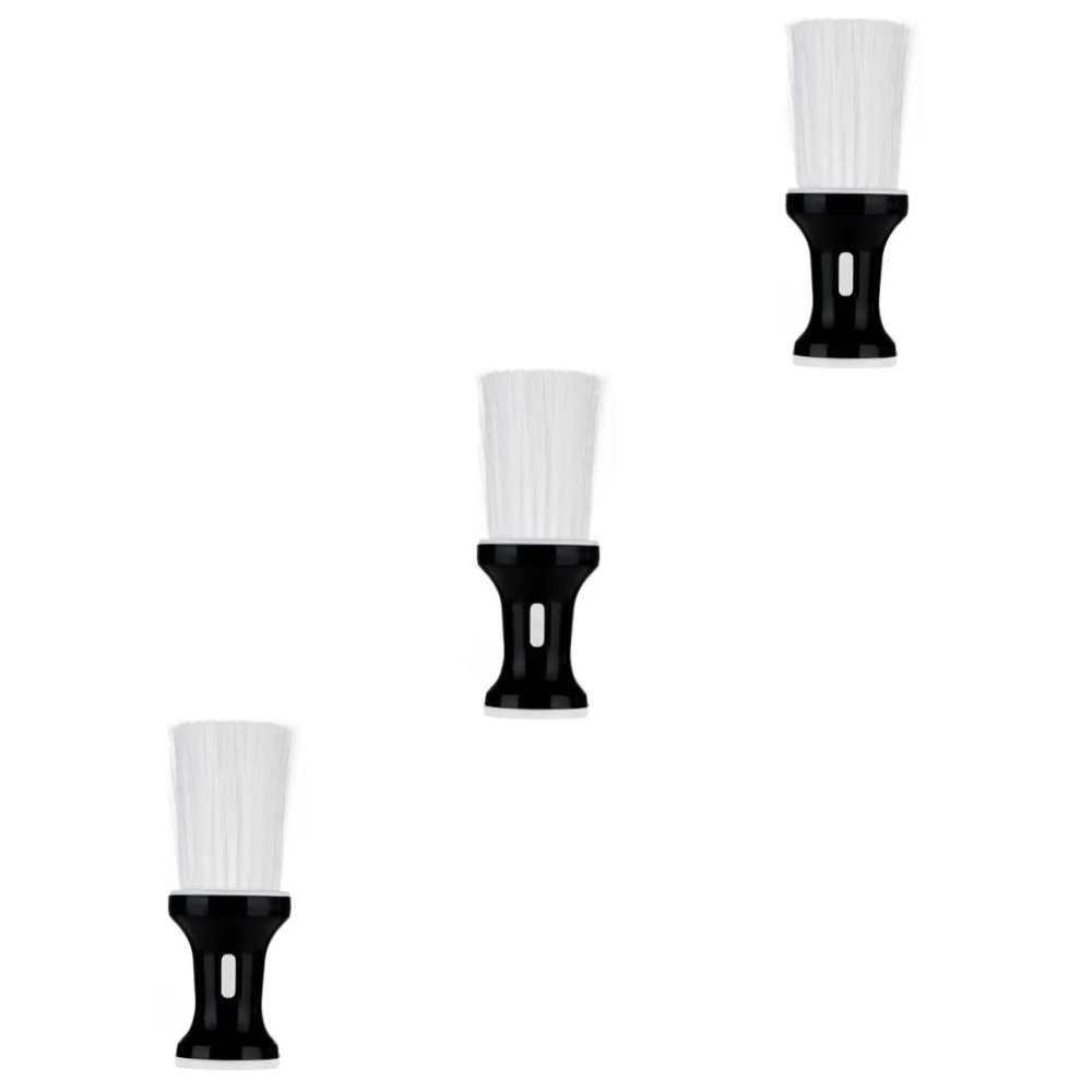 Mikinona 3-Piece Neck Brush Set for Hairdressers, Soft Barber Brushes for Removing Hair, Black Flat Design