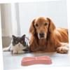 BESPORTBLE Bone-Shaped Dog Bowl, Easy-Clean Pink Plastic Bowl with Dual Food and Water Compartments for Small Dogs and Pets view 2