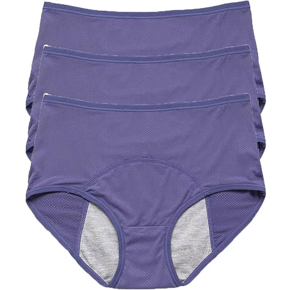 WDCAYQHZ Leakproof Period Underwear for Women, High-Waisted Mesh, 3-Pack, Blue, 6XL