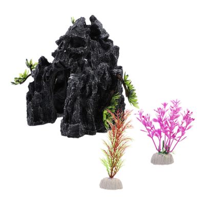 CIYODO Resin Reptile Cave for Snake Enclosures, Hide for Reptiles and Small Pets, Dark Atmosphere, Realistic Design