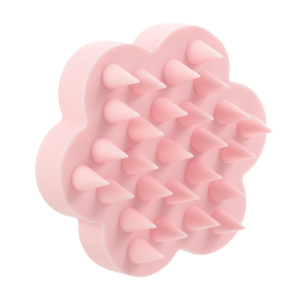 Pink Silicone Scalp Massage Brush for Hair Washing
